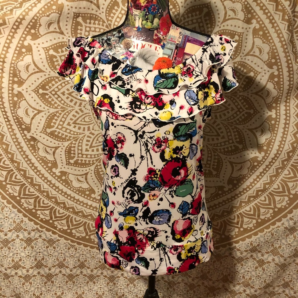 🌵 Scoop Ruffle Neck Stretchy Multi Color Top